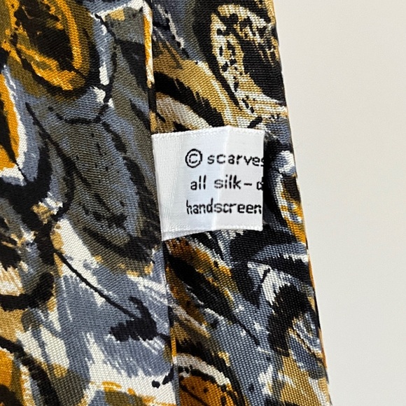 Vintage Vera Neumann Silk Tie Scarf Hand Screened Abstract Print - Picture 6 of 10